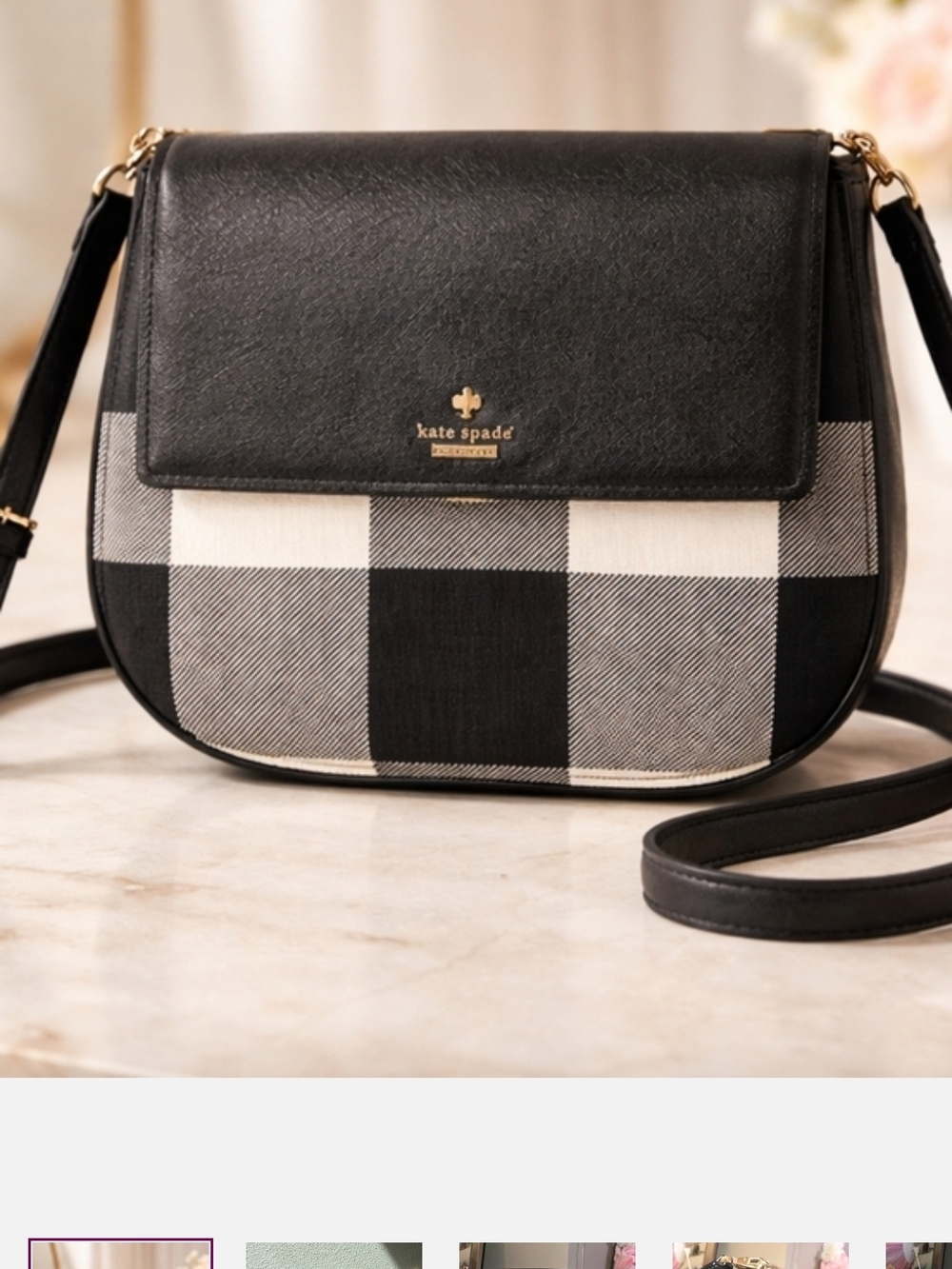 kate spade Black Plaid Crossbody Bag